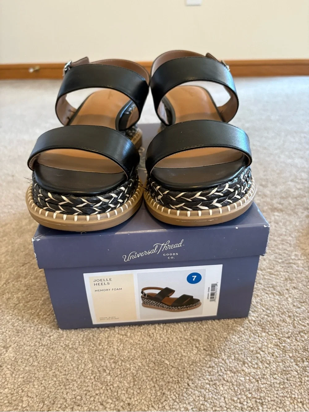 Universal Thread Black Braided Espadrille Platform Sandal